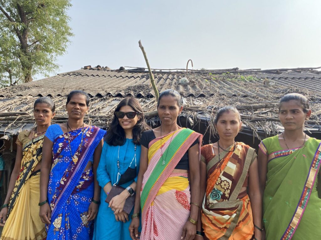 With the self-help group in Modgaon.