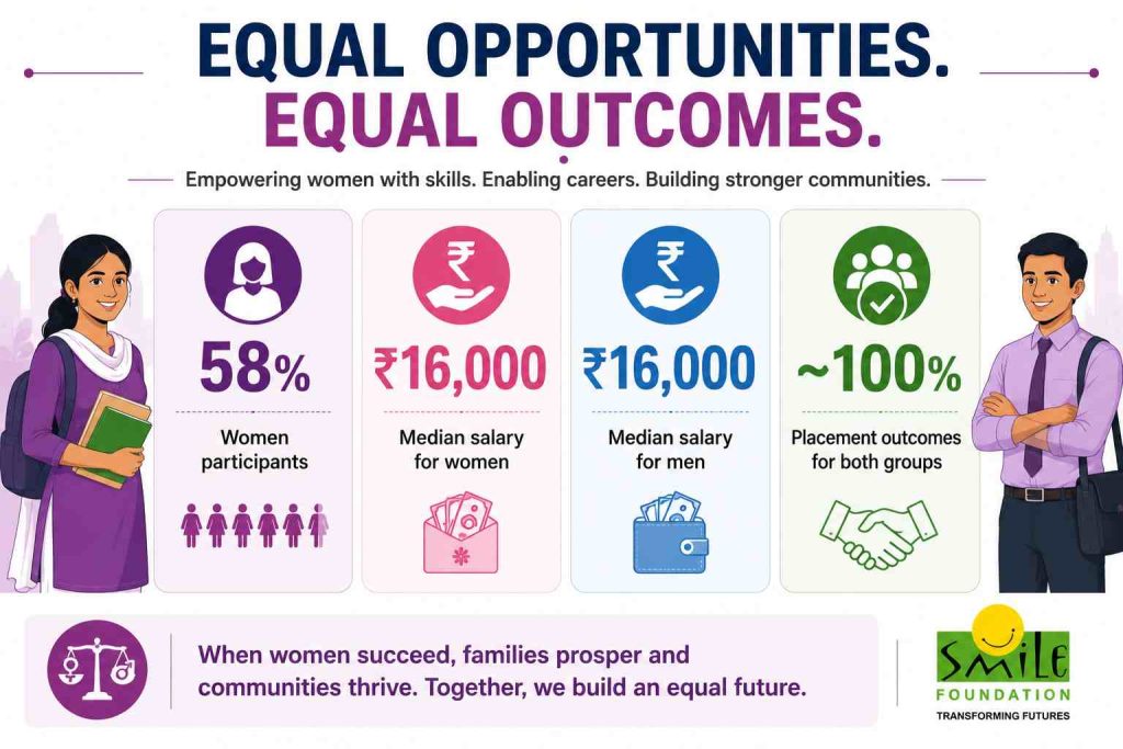 Equal opportunities, equal outcomes infographic