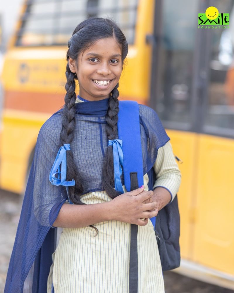 Naini Kumar going to school Smile Foundation