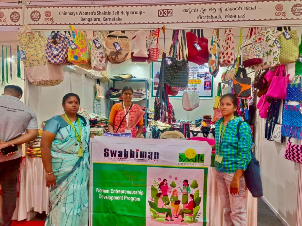 Swabhiman's women entrepreneurs showcasing their enterprises at the SARAS Mela, Bengaluru, organised by NRLM - Market access