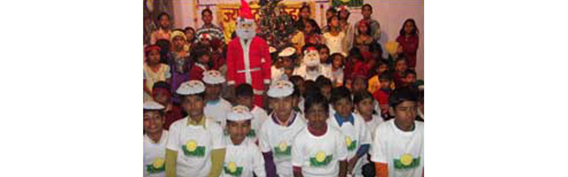 Smile kids sing and dance in the festival of Christmas