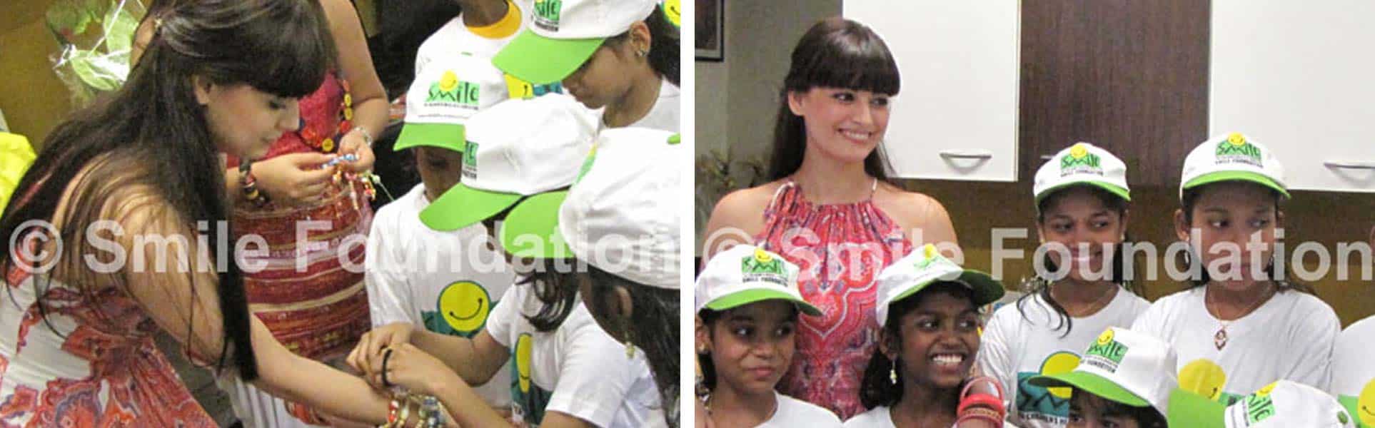 Smile children new friends for Dia Mirza