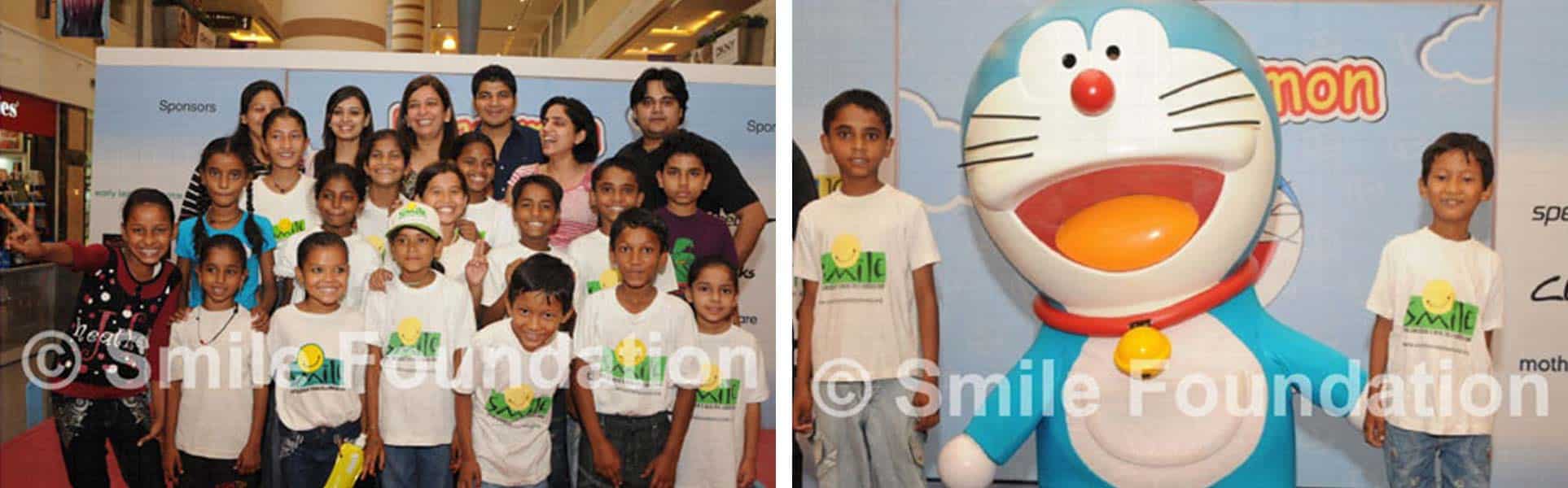 Smile Foundation kids enjoy with Doraemon at DLF Place Saket