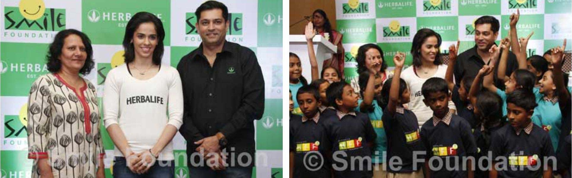 Saina Nehwal meets Smile kids at launch of nutrition programme
