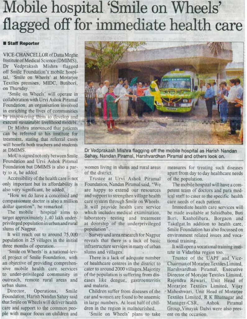 Mobile hospital 'Smile on Wheels' flagged off for immediate health care