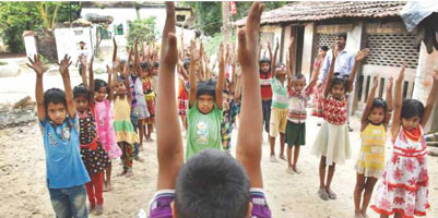 Yoga and physical education for Smile children in Bagnan, West Bengal
