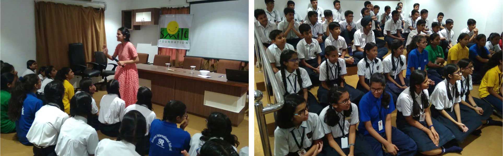 Students workshop session conducted for school children under Smile Foundation’s Child for Child (CFC) programme