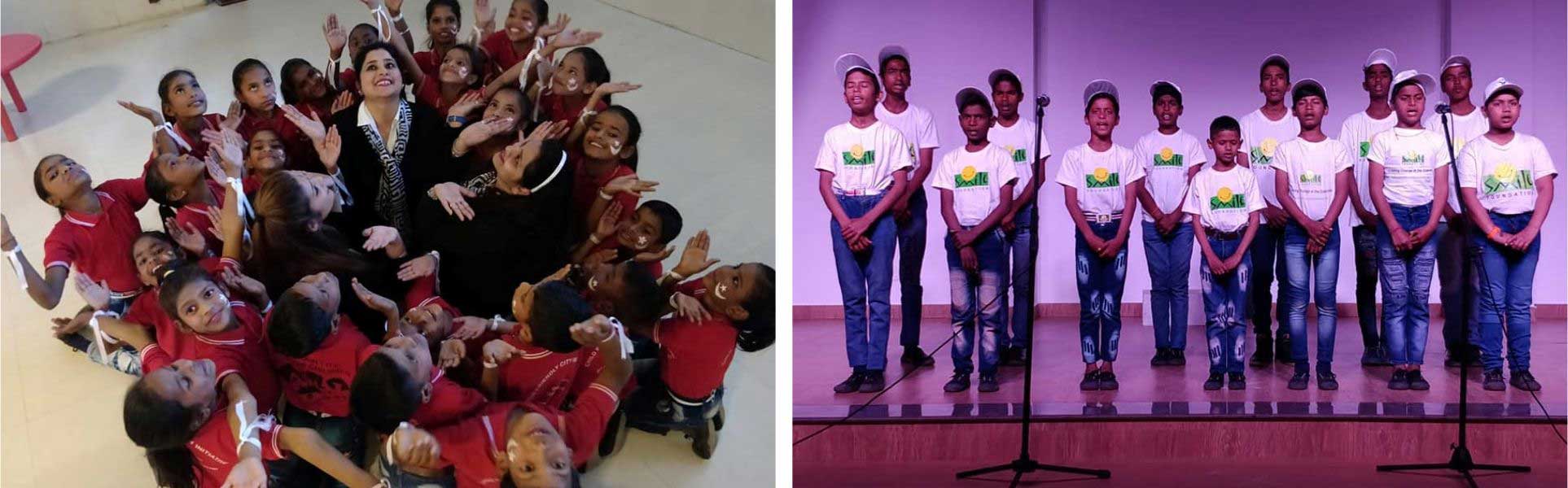 Songs and dance bring children from less privileged background and the privileged ones together